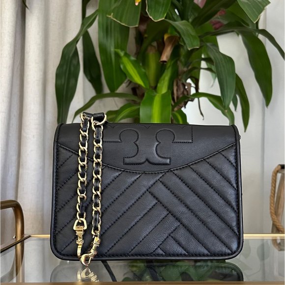 ♦️♦️ AUTHENTIC TORY BURCH BLACK FLEMING/ALEXA HANDBAG ♦️♦️ - Picture 3 of 16